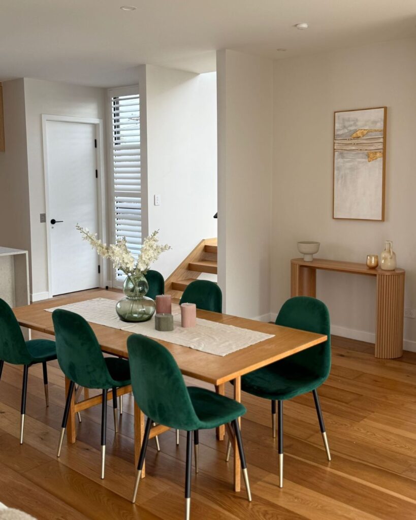 dining table with velvet chairs